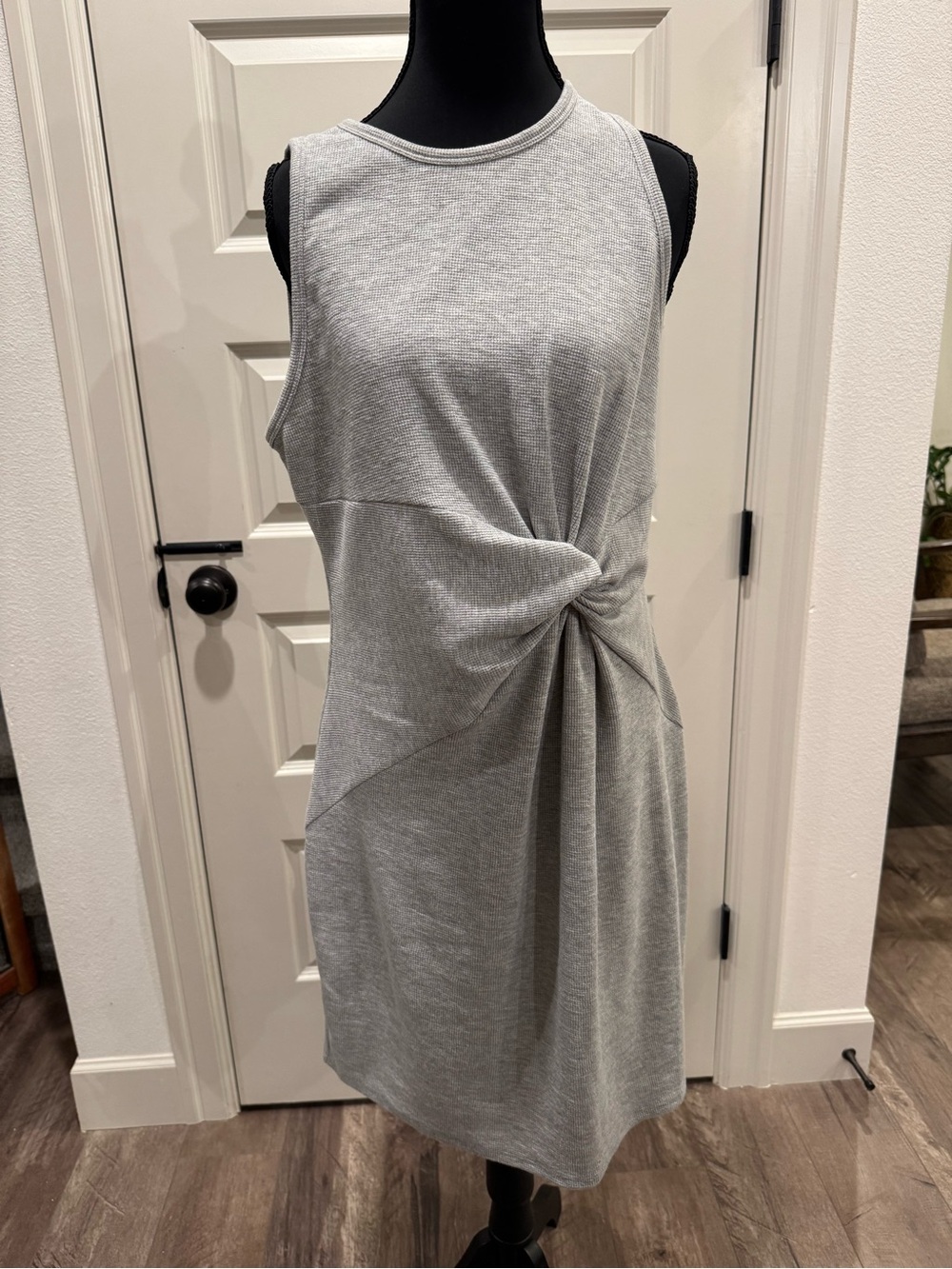 Sleeveless Gray Twist-Front Women's Dress